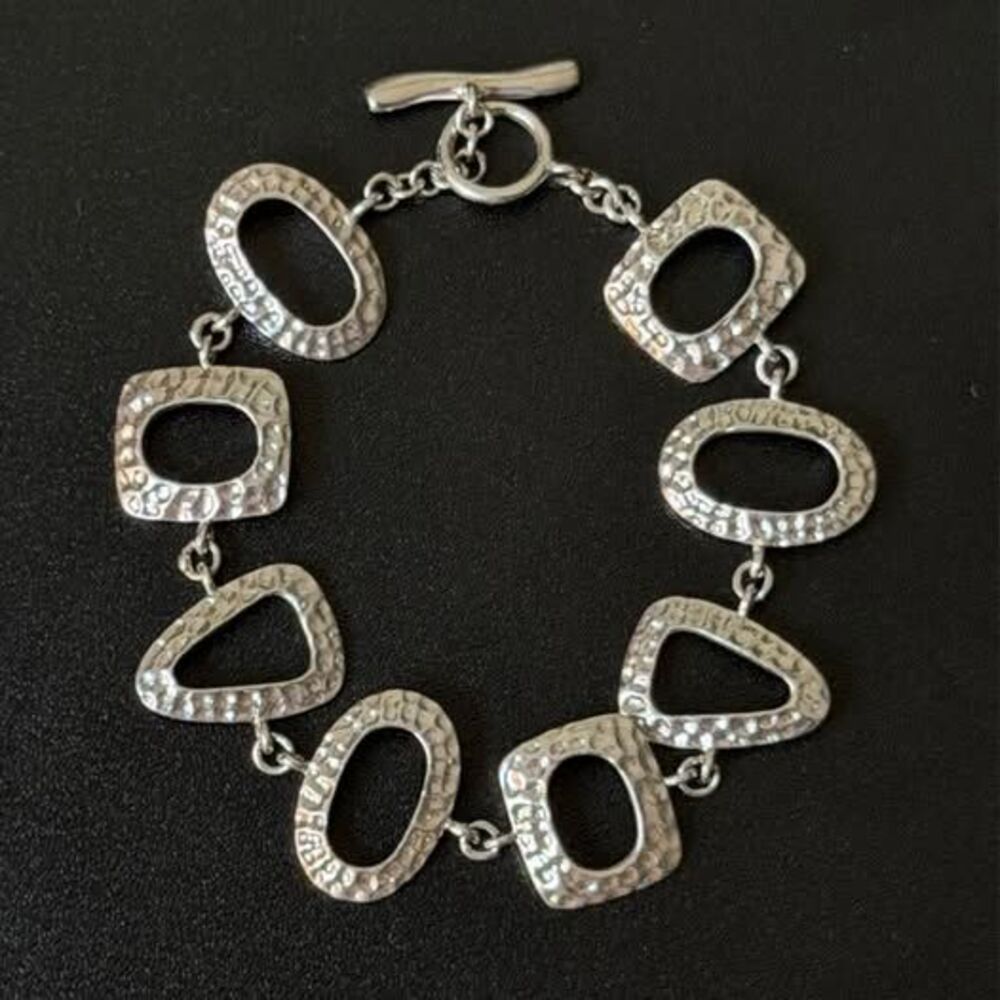 Designer HAN Bracelet 7” | Made in Italy | Modern Hammered Link